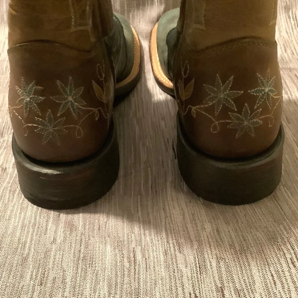 tony lama womens reptile square toe leather sole boots Sz 9B western cowgirl - Picture 9 of 11